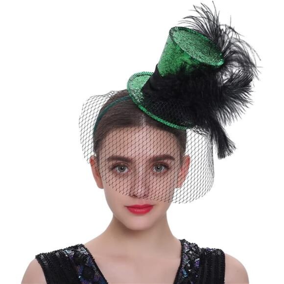 Mini Top Fantasy Fascinators Hats Green